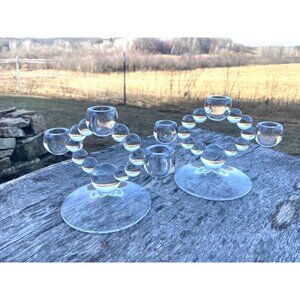 Vintage Pair of Rare Imperial Candlewick Candelabras Art Deco 6”x8”